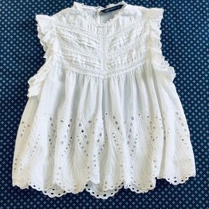 Zara Eyelet Baby Doll Top